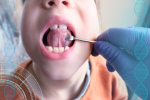 up-close view of a child with a tongue-tie